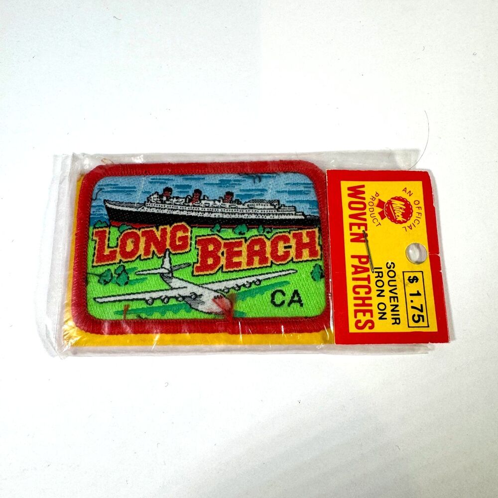 Long Beach California Patch Queen Mary Woven Iron On Souvenir Vintage 3" NEW